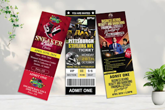 design raffle ticket, event ticket, movie ticket, boarding pass