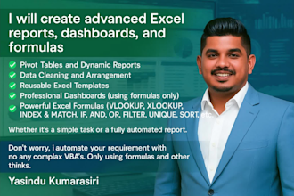 build custom excel dashboard, report and pivot tables