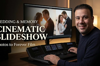 create a cinematic wedding and memory photo slideshow video
