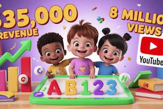 create fun kids animation and learning videos for youtube channel monetization