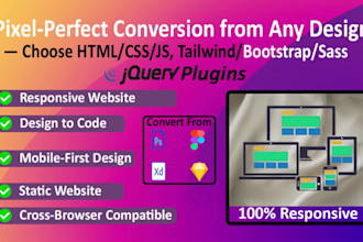 convert figma PSD xd into fast responsive website with tailwind bootstrap sass