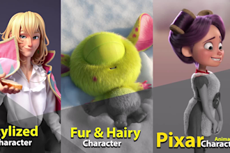 create pixar quality 3d character modeling and 3d animation