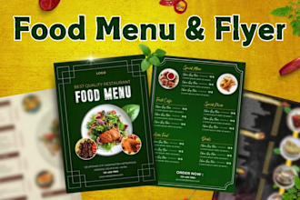 design awesome restaurant menu, food menu, food flyer