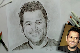 draw realistic pencil sketch portrait from photo and make time lapse videos