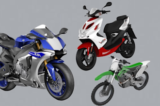 create high quality 3d motorcycle or bike model for games, animation or 3d print