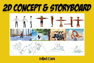 create 2d concept, storyboard and background