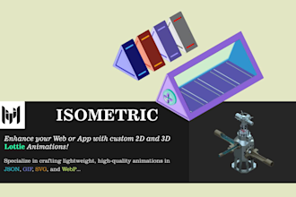 create custom isometric 2d 3d logo lottie json GIF svg UI animations for web app