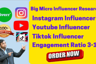 big USA UK micro influencer research instagram youtube and tiktok for expert