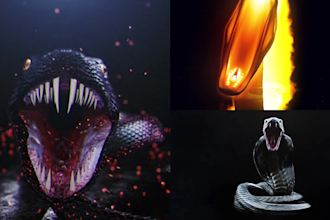 create 3 fire snake logo animation intro