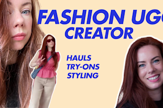 create a british female ugc try on haul video for fashion and clothing brands