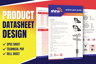 design professional product datasheet, spec sheet, technical PDF