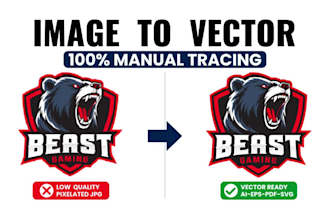 do manual vector tracing and logo vectorization