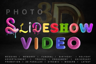 create trending 3d photo slideshow video for wedding,birthday,or any event