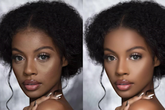 high end skin beauty, wedding and portrait photo retouching