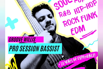 be your pro bass player for funk rnb hip hop rock pop edm