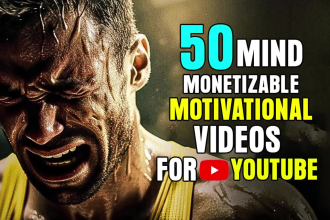 create 50 monetizable motivational videos for youtube channel