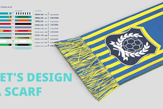 design a football fan scarf with your colors and logo