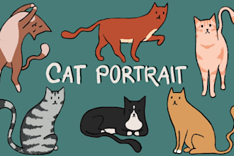 draw a cute, minimalistic portrait of your cat