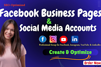 create and set up facebook business pages and other social media accounts