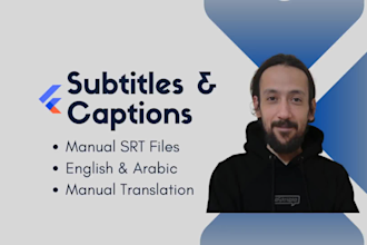do srt subtitles and captions, transcription in english and arabic