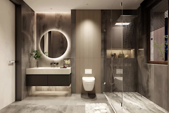 create realistic 3d bathroom interior design render