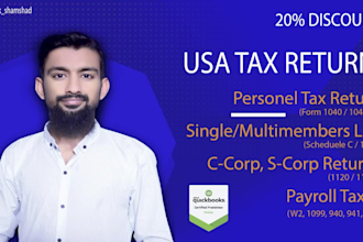 prepare and file US tax returns for individual and business form 1040, 1065