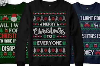 do ugly christmas sweater and t shirt design