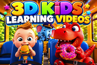 3d kids learning video, nursery rhymes, ai cartoon video, ai kids animation