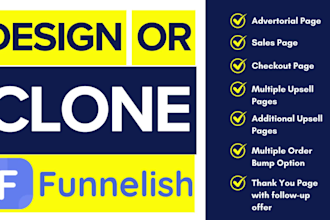 design or clone high converting funnelish pages for your sales funnel