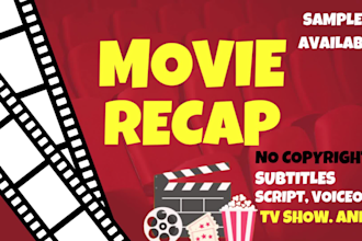 create engaging movie recap, tv show recap,anime with subtitles and no copyright