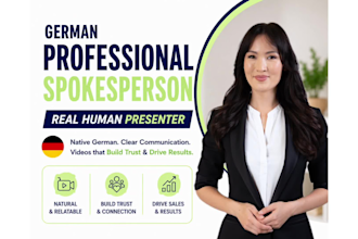 create a professional spokesperson video in german
