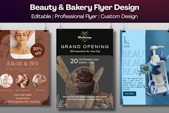 design professional custom flyer for bakery and beauty brand