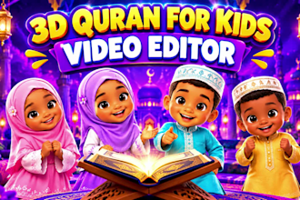 do cinematic ai islamic videos, quran stories for kids, 3d kids video editing