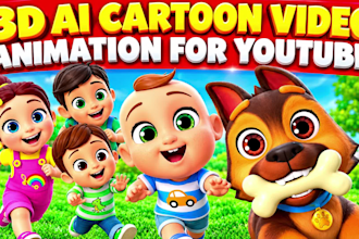 do 3d ai cartoon video animation for youtube, 3d video editing