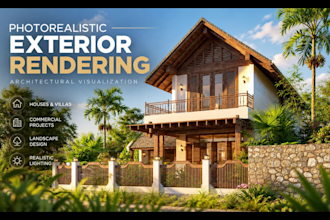 create photorealistic 3d architectural exterior renderings