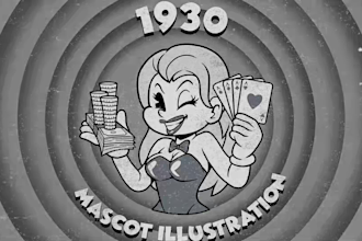 draw 1930 cartoon illustration for your vintage mascot