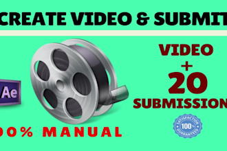 do video creation and video submission to 20 high PR sites