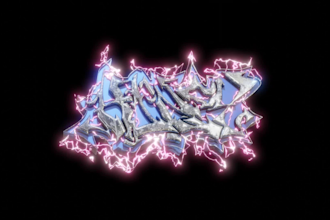 design 3d chrome streetwear y2k logo spinning animation