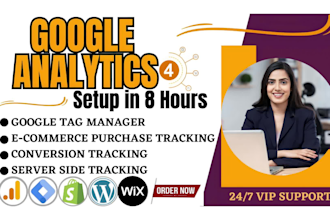 fix or setup google analytics, ga4 ecommerce tracking with GTM in 8hours