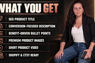 create product listing images video and seo text for shopify and etsy