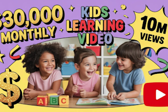 create kids learning 2d animation video for monetization