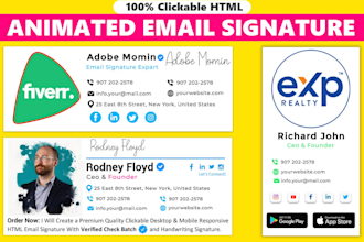create clickable HTML email signature animated email signature outlook gmail GIF