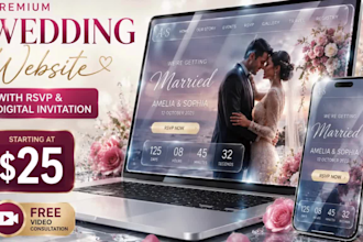 design a wedding website with rsvp and digital invitation