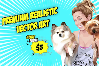 create a realistic avatar cartoon vector portrait of you