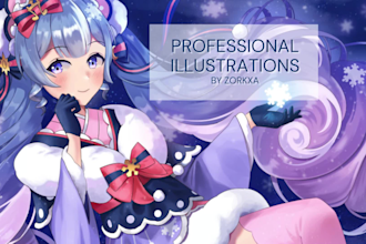 draw professional 2d anime art and illustration