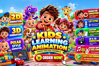 produce fast viral kids animation videos, kids learning videos for youtube kids