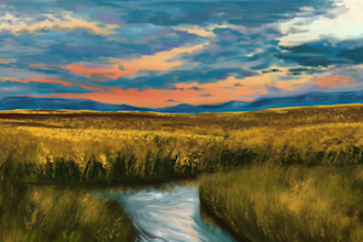 digitally paint a stylized landscape