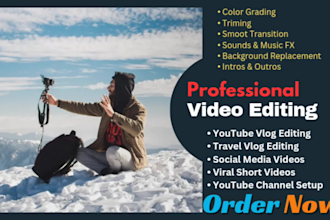 edit your youtube vlogs, shorts videos and reels professionally