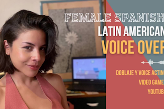 do narrations audiobooks, youtube videos and dubbing in spanish