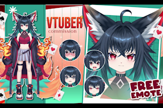 design vtuber model ready to rig live2d on anime style